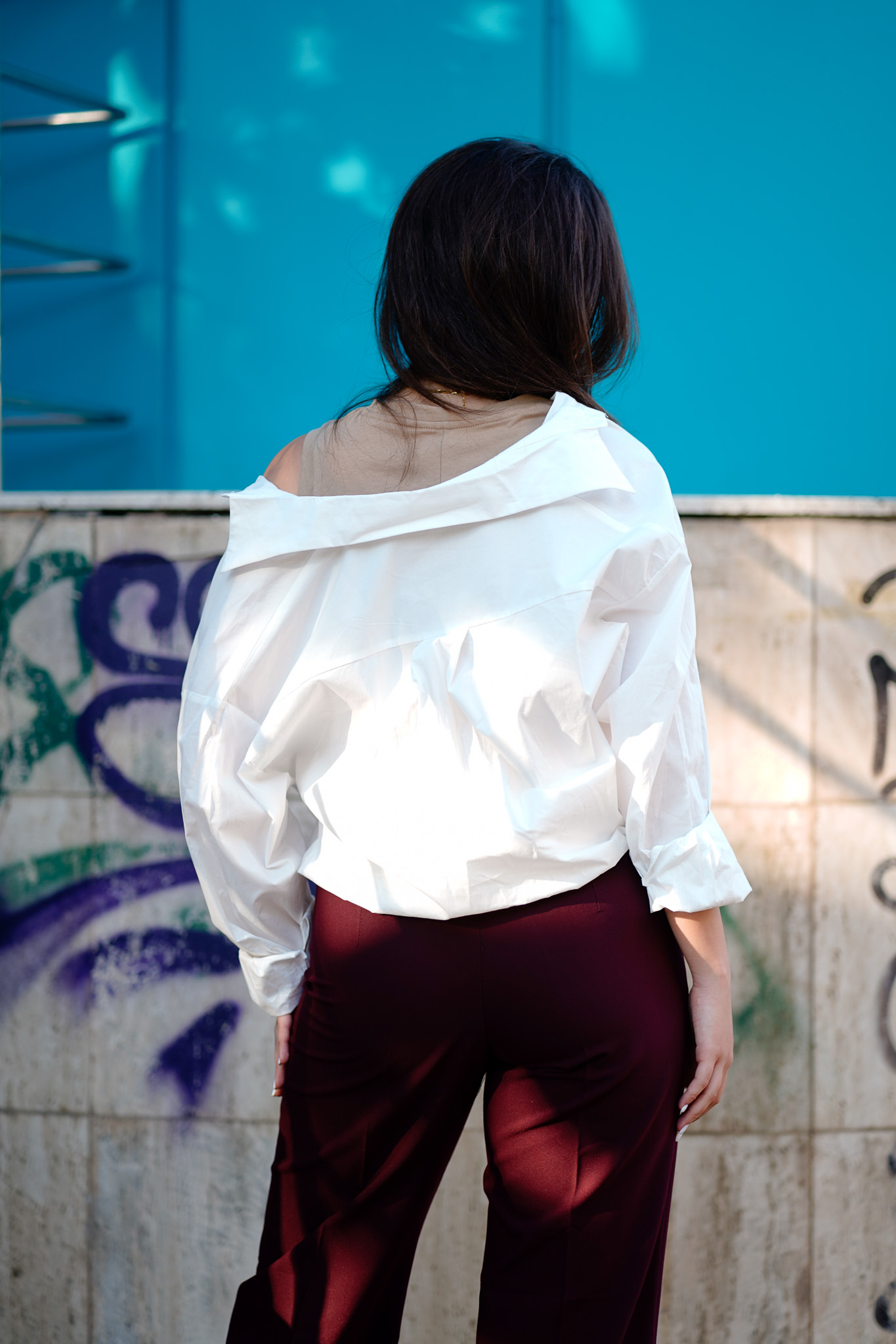 Bluză albă cu maieu integrat