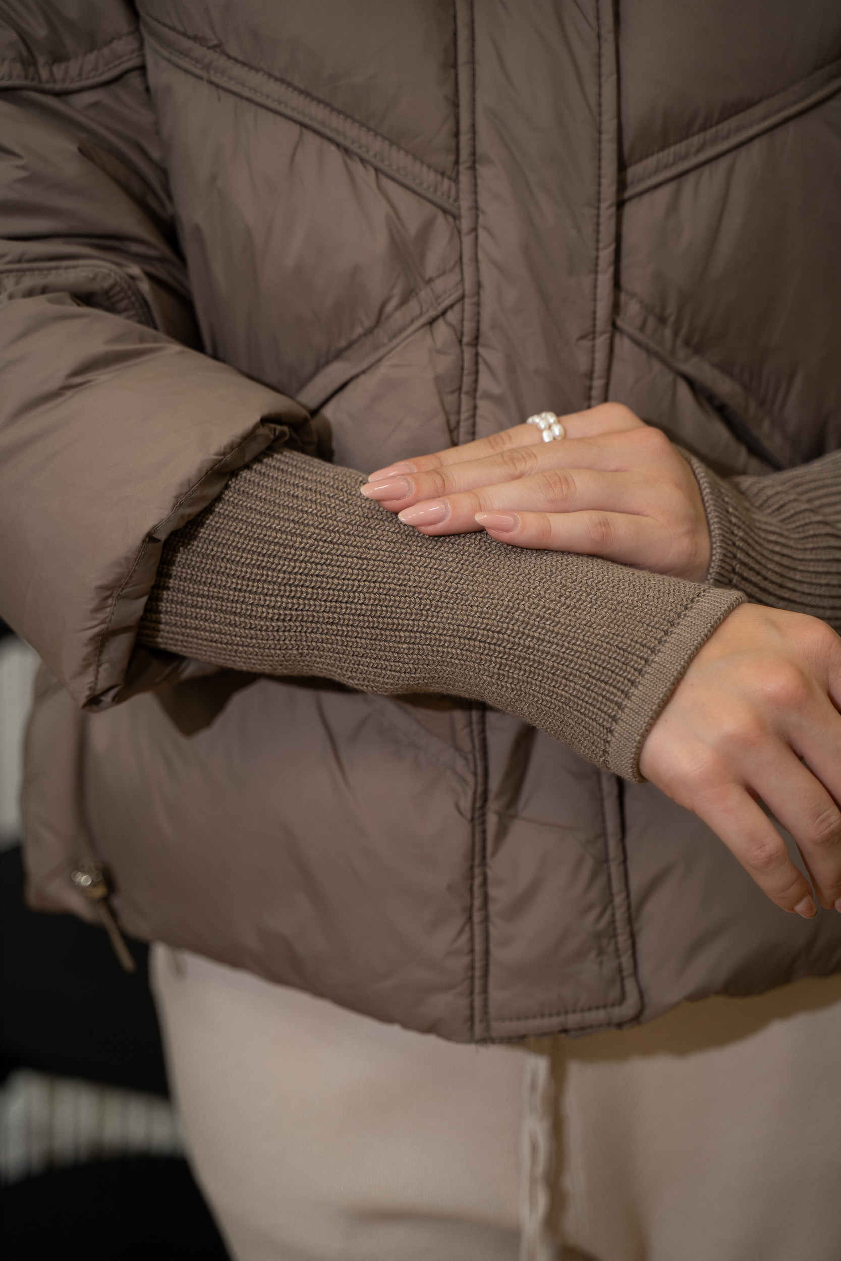 Geacă Matlasată Oversized- Cappuccino