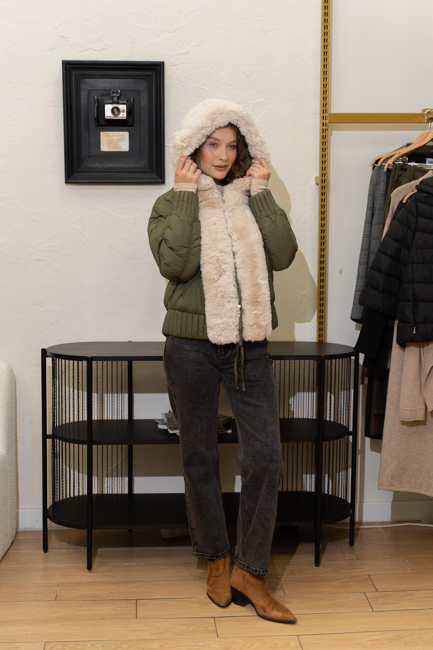 Geaca kaki cu blanita