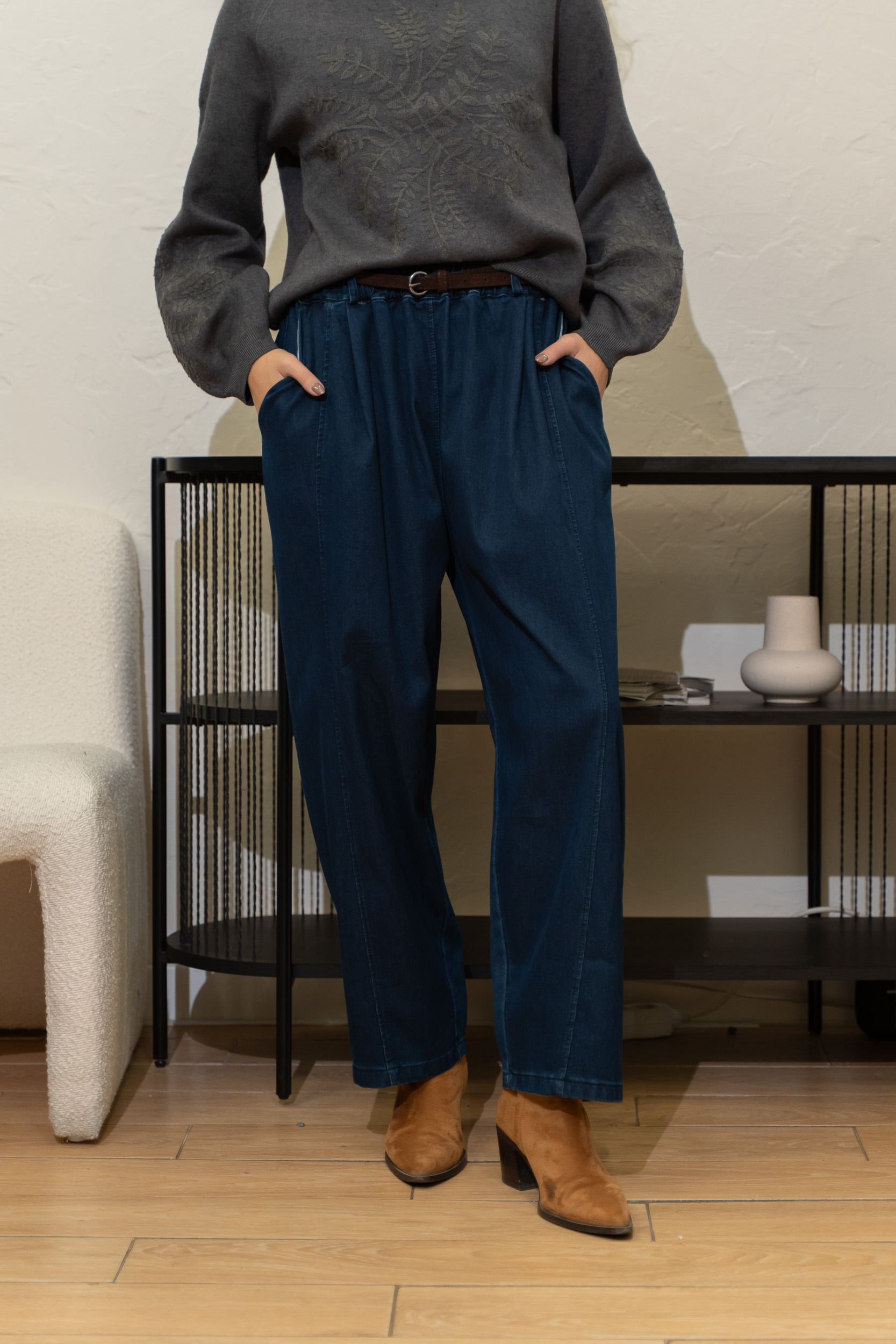Pantaloni largi denim