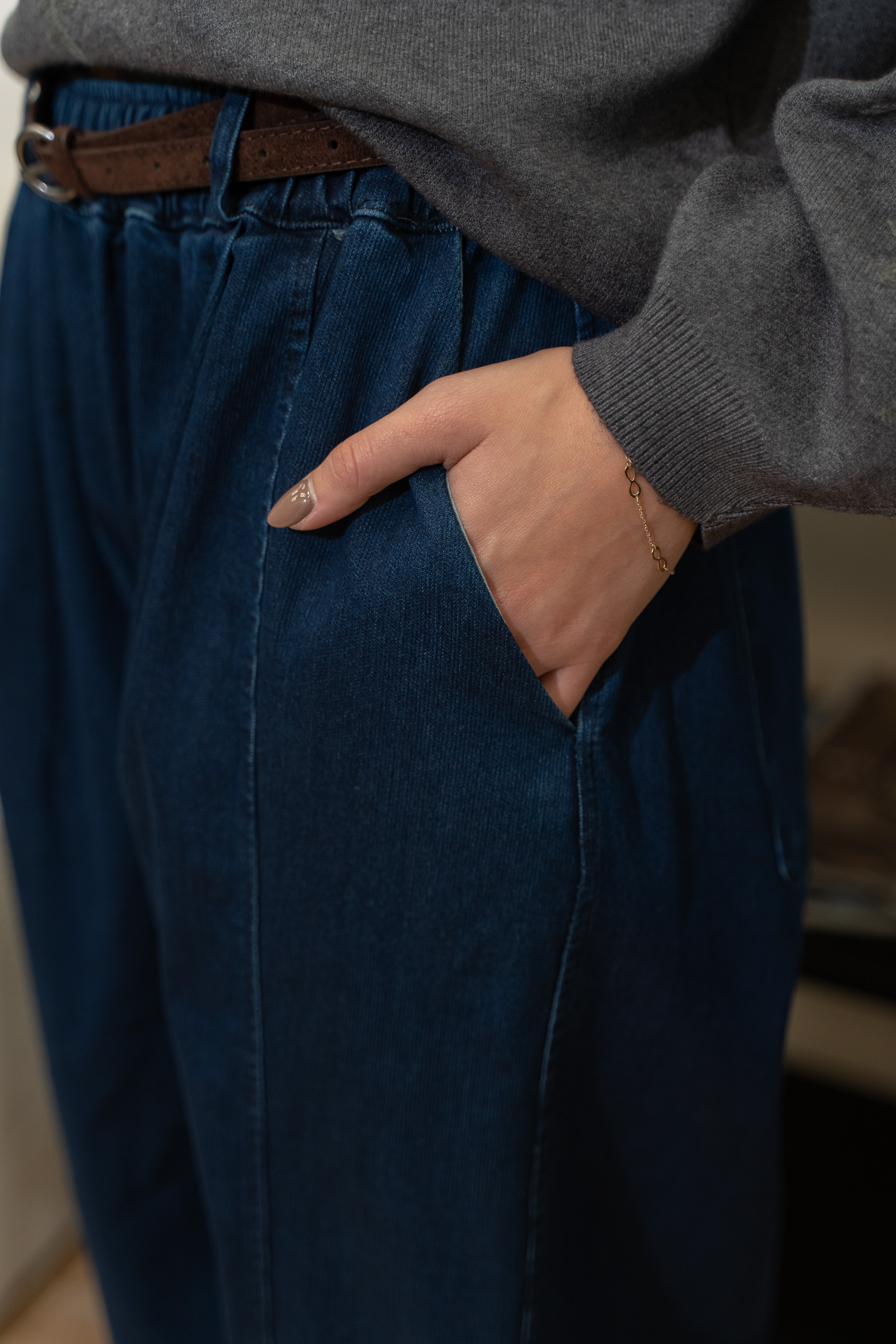 Pantaloni largi denim